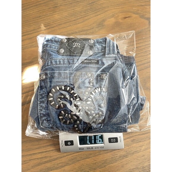 Miss Me Style JP6048T3 Straight Chain Studs Fleet De Lis Blue Jeans Size 30 - Picture 14 of 14